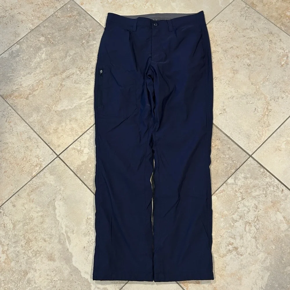 Eddie Bauer Fleece Lined Tech Pants Mens 32x32 Navy Blue Straight Leg Outdoor
